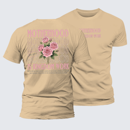 Motherhood Is Kingdom Work Jesus God Christian Premium Mercerized Cotton Tee