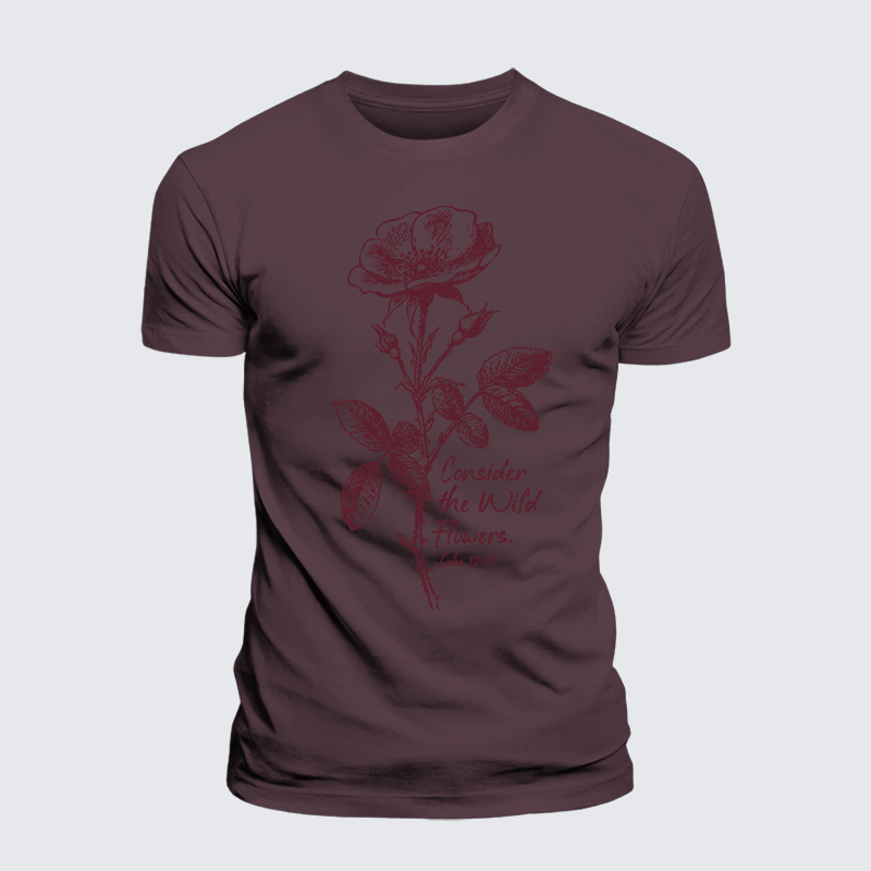 Consider the Wild Flowers Jesus God Christian Premium Mercerized Cotton Tee