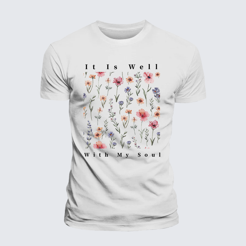 It Is Well With My Soul Jesus God Christian Premium Mercerized Cotton Tee