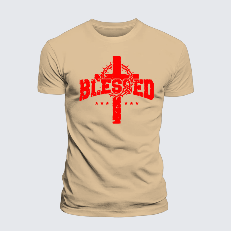 Blessed Cross Jesus God Christian Premium Mercerized Cotton Tee