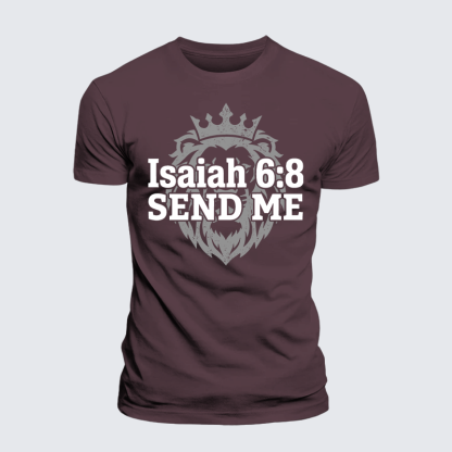 Isaiah 6:8 - SEND ME Jesus God Christian Premium Mercerized Cotton Tee
