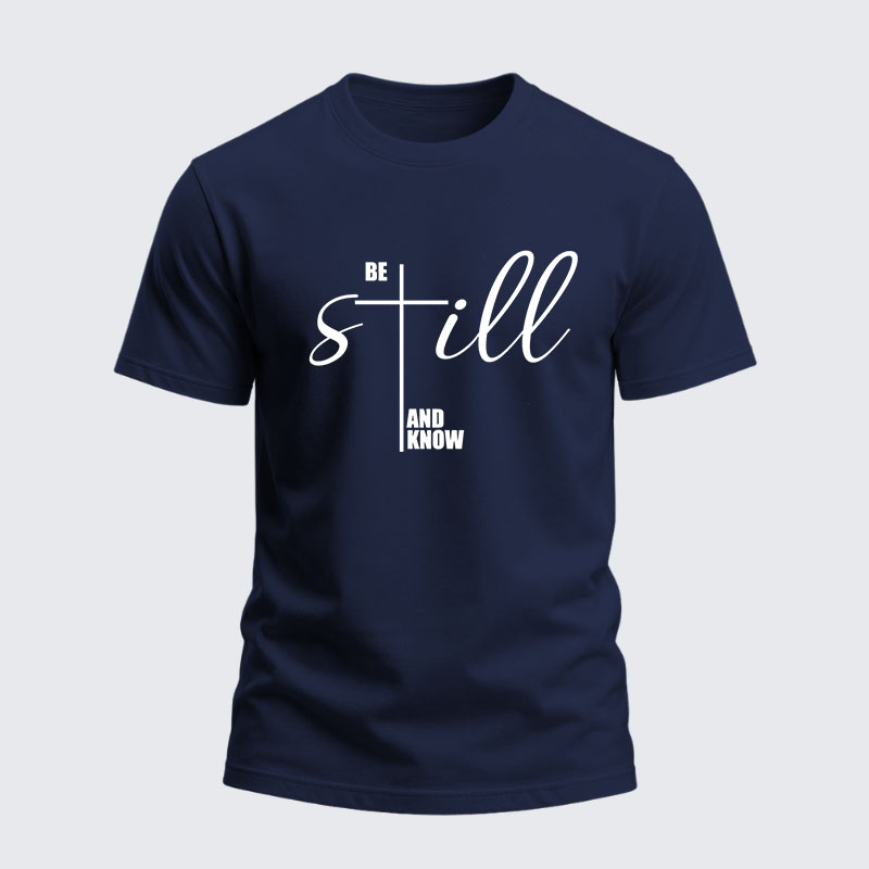 Heavyweight Cotton Tee - Be Still And Know Cross 