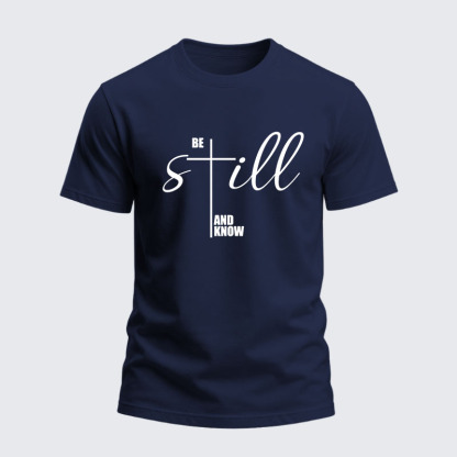 Heavyweight Cotton Tee - Be Still And Know Cross 
