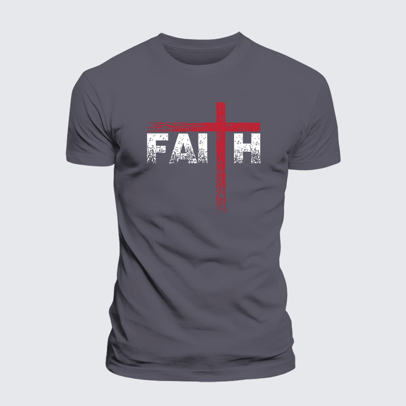 Faith Cross Jesus God Christian Premium Mercerized Cotton Tee