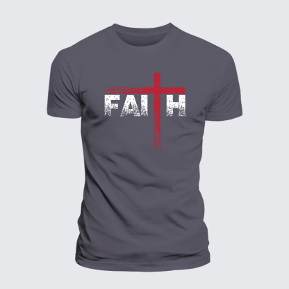 Faith Cross Jesus God Christian Premium Mercerized Cotton Tee
