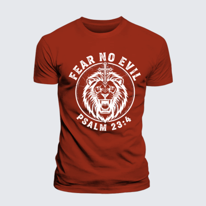 Fear No Evil Jesus God Christian Premium Mercerized Cotton Tee
