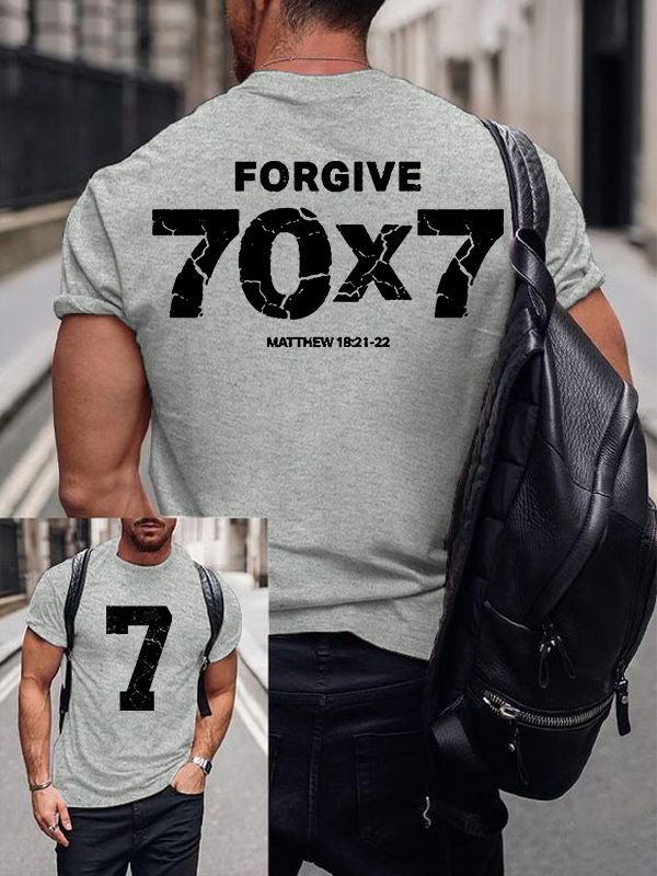 Forgive 70 7 Jesus God Christian Cotton T-Shirt