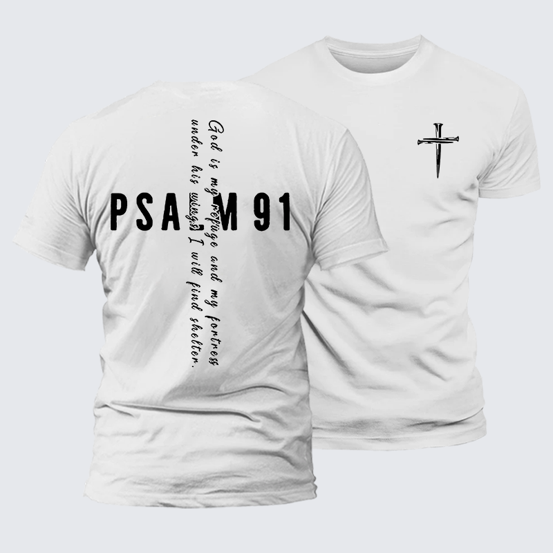 Psalm 91 Jesus God Christian Premium Mercerized Cotton Tee