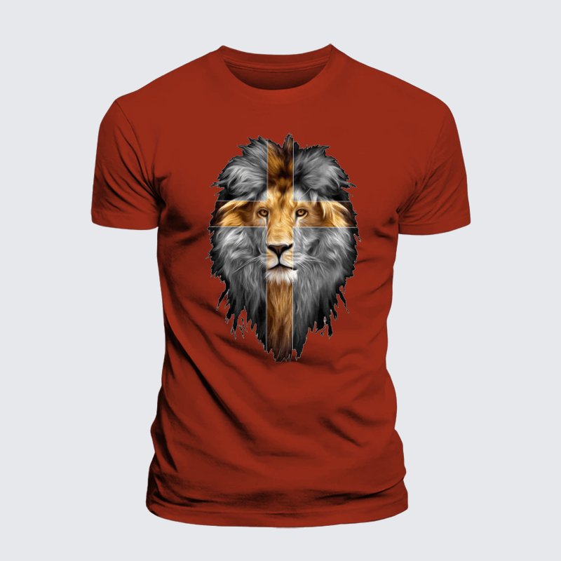 Jesus Lion of Judah Jesus God Christian Premium Mercerized Cotton Tee