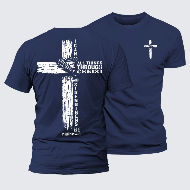 I Can Do All Things THrough Christ Jesus God Christian Premium Mercerized Cotton Tee