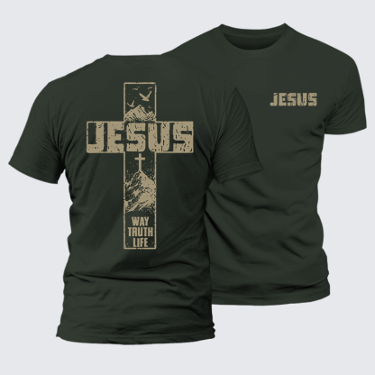 The Way, The Truth, The Life  Jesus God Christian Premium Mercerized Cotton Tee