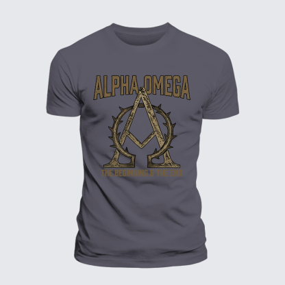Alpha and Omega Jesus God Christian Premium Mercerized Cotton Tee
