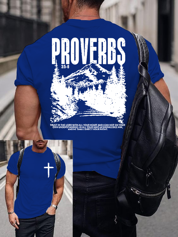 Proverbs 3:5-6 Jesus God Christian Cotton T-Shirt