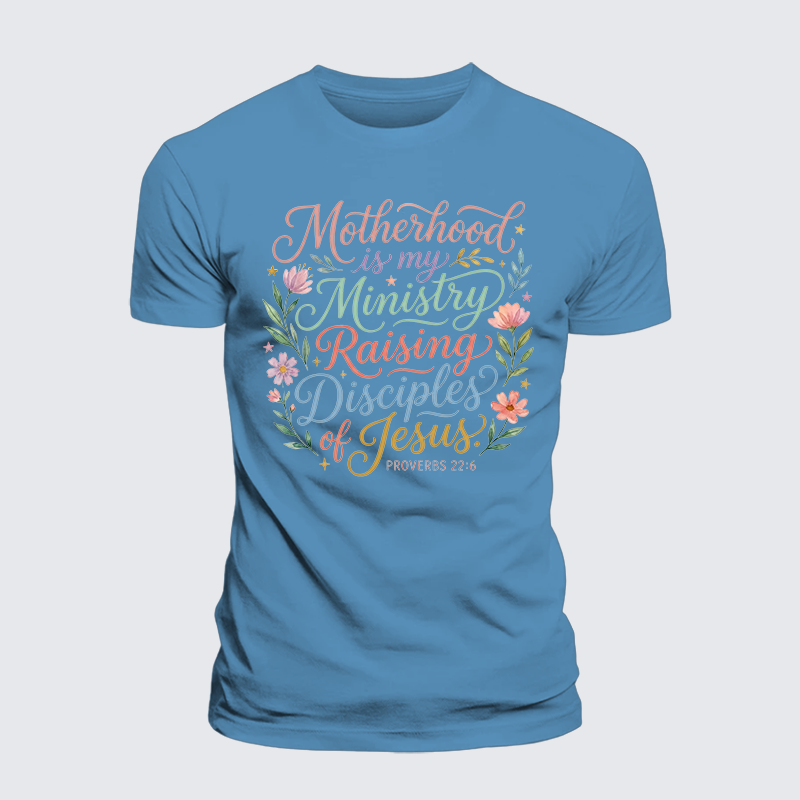 Motherhood Is My Ministry Jesus God Christian Premium Mercerized Cotton Tee
