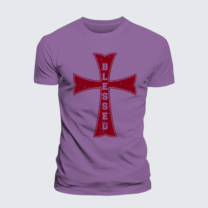 Blessed Cross Jesus God Christian Premium Mercerized Cotton Tee