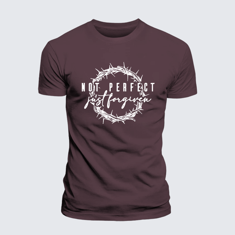 Not Perfect Just Forgiven Jesus God Christian Premium Mercerized Cotton Tee