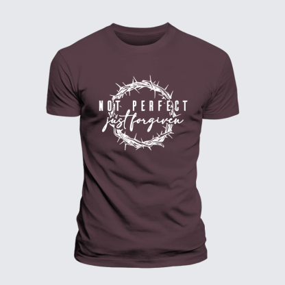 Not Perfect Just Forgiven Jesus God Christian Premium Mercerized Cotton Tee