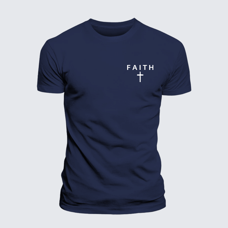 Faith Cross Jesus God Christian Premium Mercerized Cotton Tee