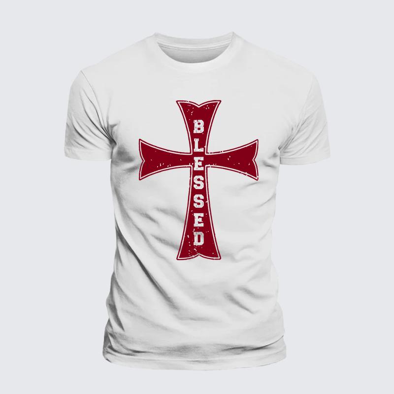 Blessed Cross Jesus God Christian Premium Mercerized Cotton Tee