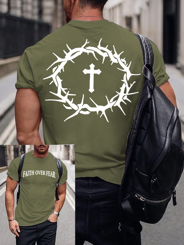 Faith Over Fear Jesus God Christian Cotton T-Shirt