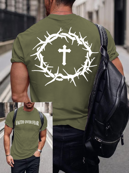 Faith Over Fear Jesus God Christian Cotton T-Shirt