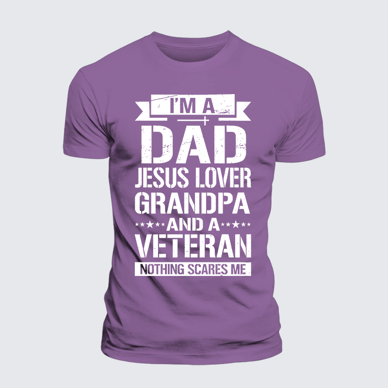 I'm A Dad-Jesus Lover-Grandpa-Veteran Jesus God Christian Premium Mercerized Cotton Tee