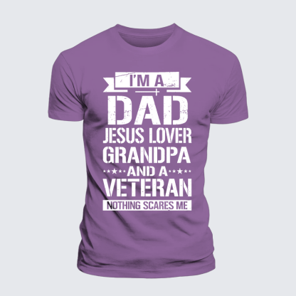 I'm A Dad-Jesus Lover-Grandpa-Veteran Jesus God Christian Premium Mercerized Cotton Tee