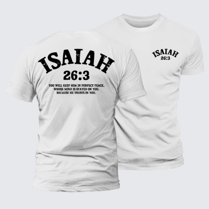 Isaiah 26:3 Perfect Peace Jesus God Christian Premium Mercerized Cotton Tee