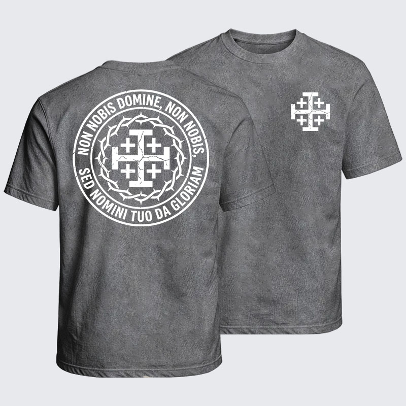 Washed T-Shirt - Non Nobis Domine, Non Nobis, Sed Nomini Tuo Da Gloriam