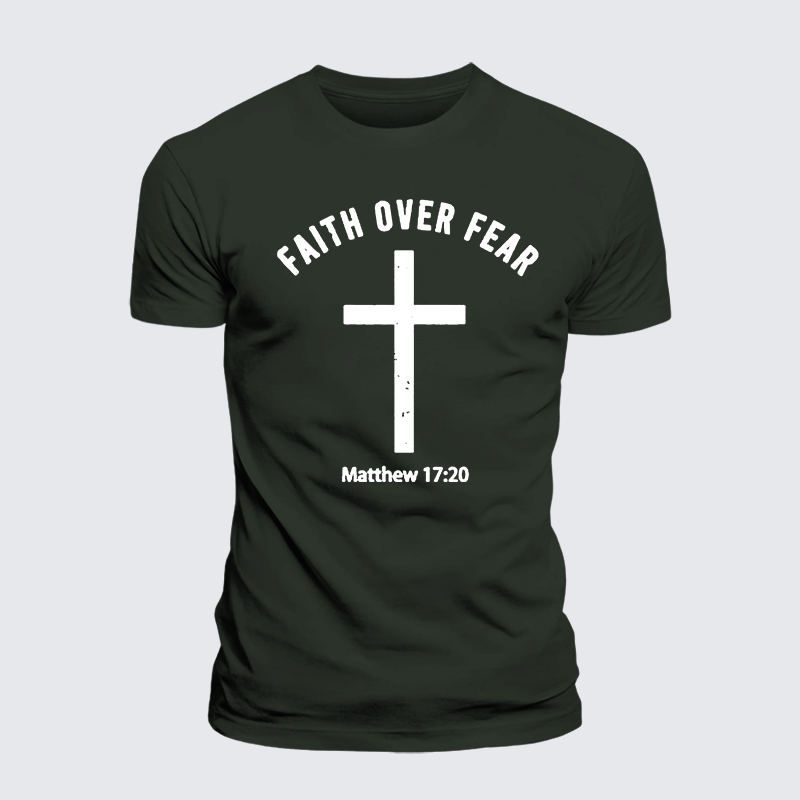 Faith Over Fear Jesus God Christian Premium Mercerized Cotton Tee
