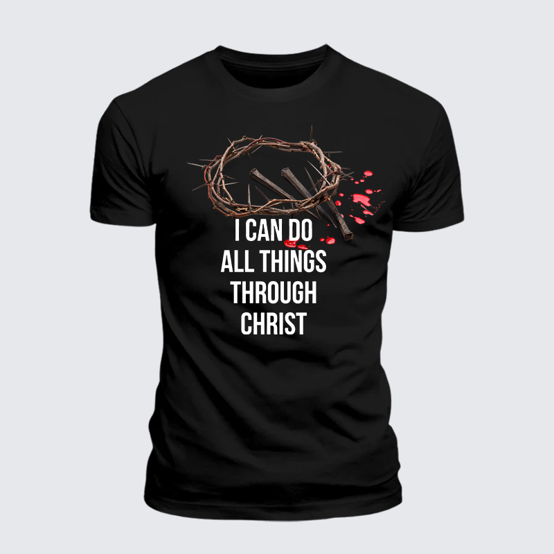 I Can Do All Things Through Christ Jesus God Christian Premium Mercerized Cotton Tee