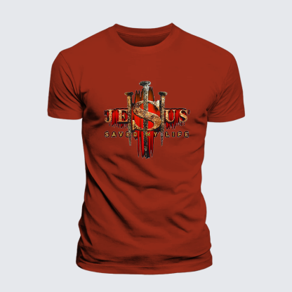 Jesus Saved My Life Jesus God Christian Premium Mercerized Cotton Tee