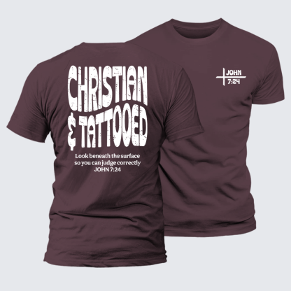 Christian & Tattooed Jesus God Christian Premium Mercerized Cotton Tee