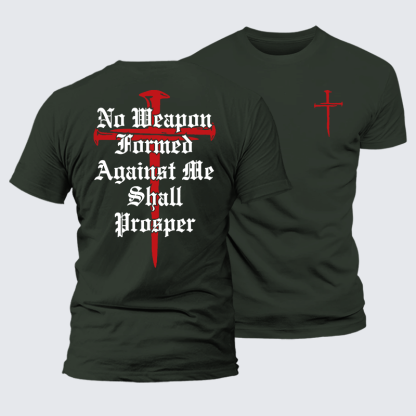 No Weapon Formed Against Me Shall Prosper Jesus God Christian Premium Mercerized Cotton Tee