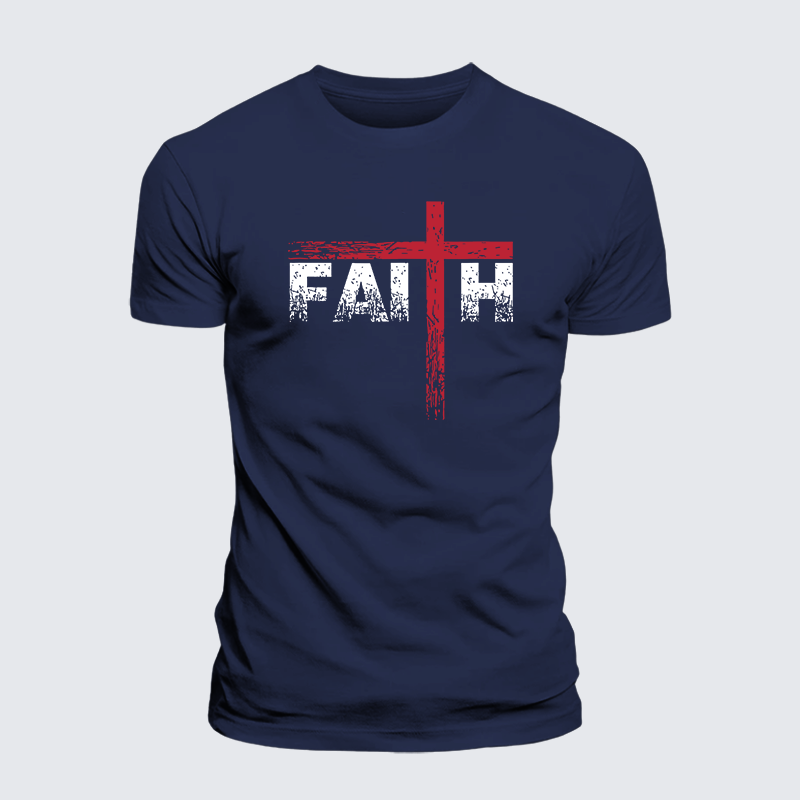 Faith Cross Jesus God Christian Premium Mercerized Cotton Tee