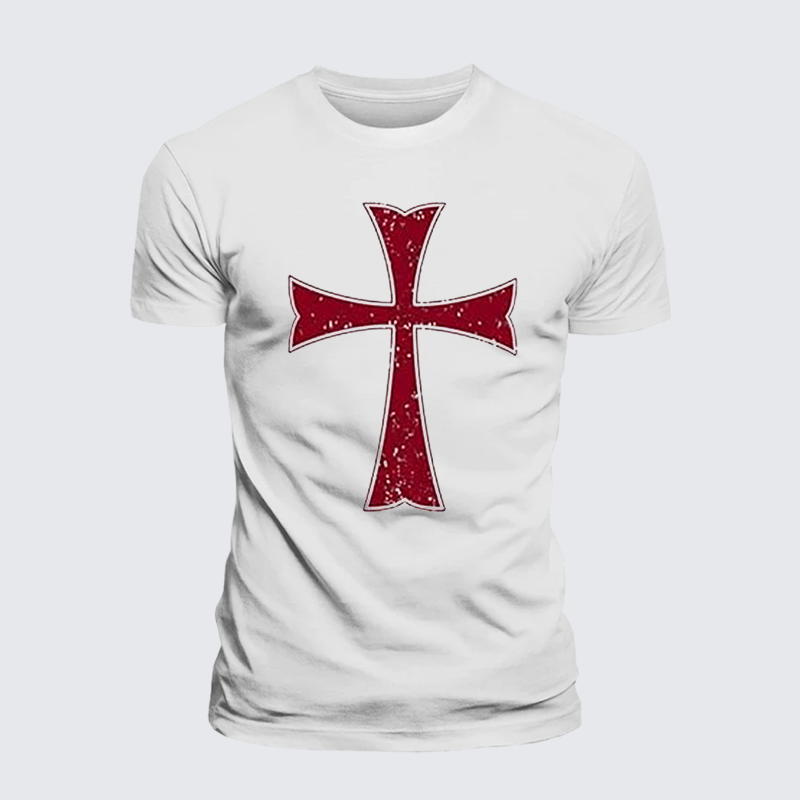 Knights Templar Crusader Cross Jesus God Christian Premium Mercerized Cotton Tee