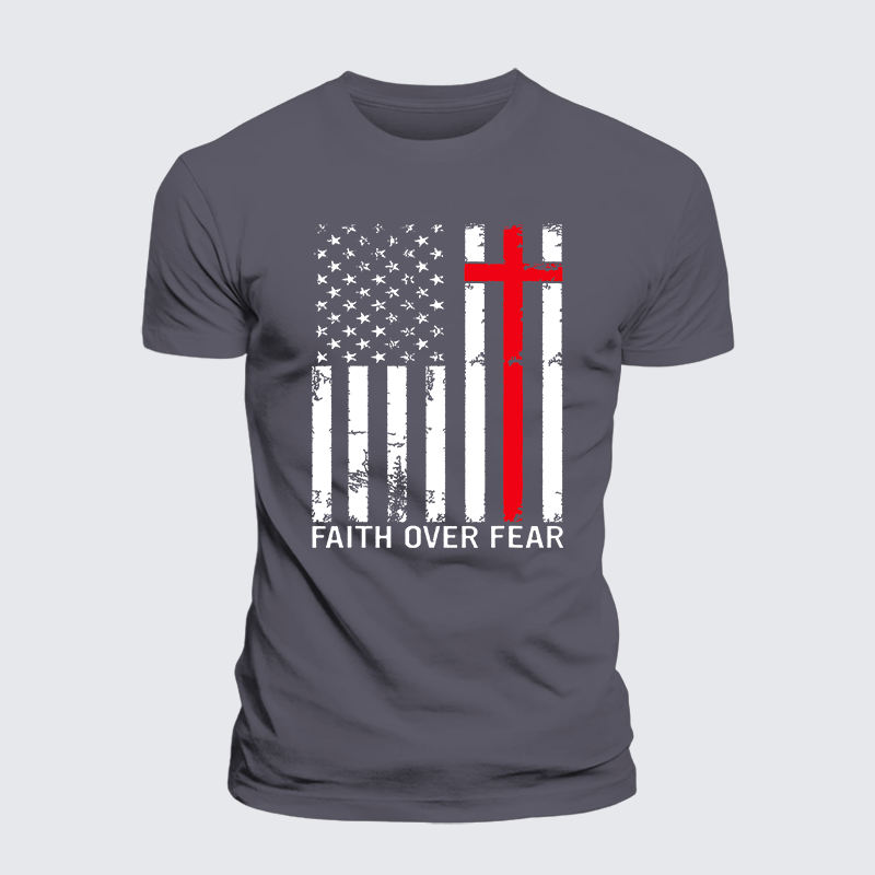 Faith Over Fear Jesus God Christian Premium Mercerized Cotton Tee