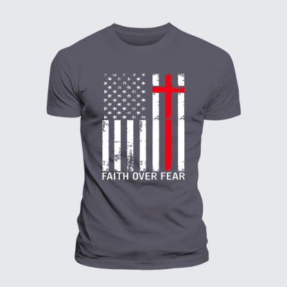 Faith Over Fear Jesus God Christian Premium Mercerized Cotton Tee