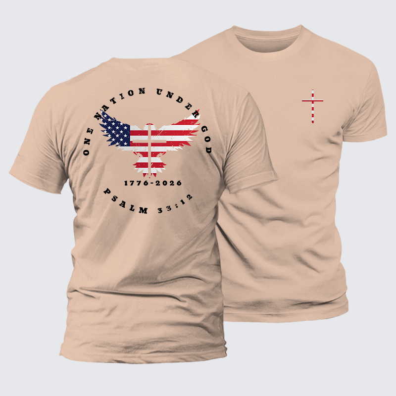 One Nation Under God Jesus God Christian Premium Mercerized Cotton Tee