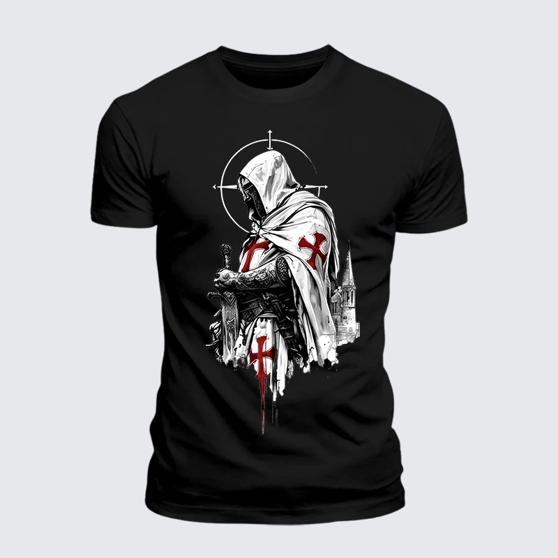 Crusader Spirit Jesus God Christian Premium Mercerized Cotton Tee