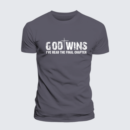 God Wins I've Read the Final Chapter Jesus God Christian Premium Mercerized Cotton Tee