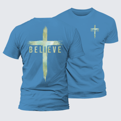 Believe Jesus God Christian Premium Mercerized Cotton Tee