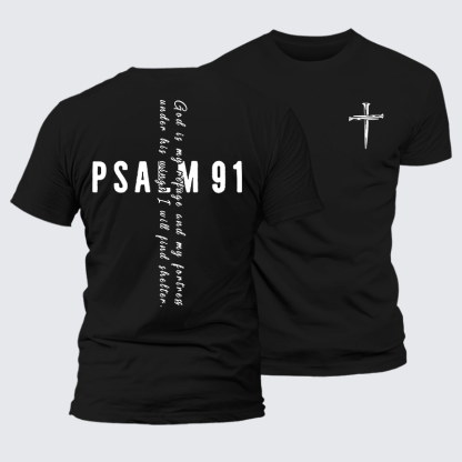 Psalm 91 Jesus God Christian Premium Mercerized Cotton Tee