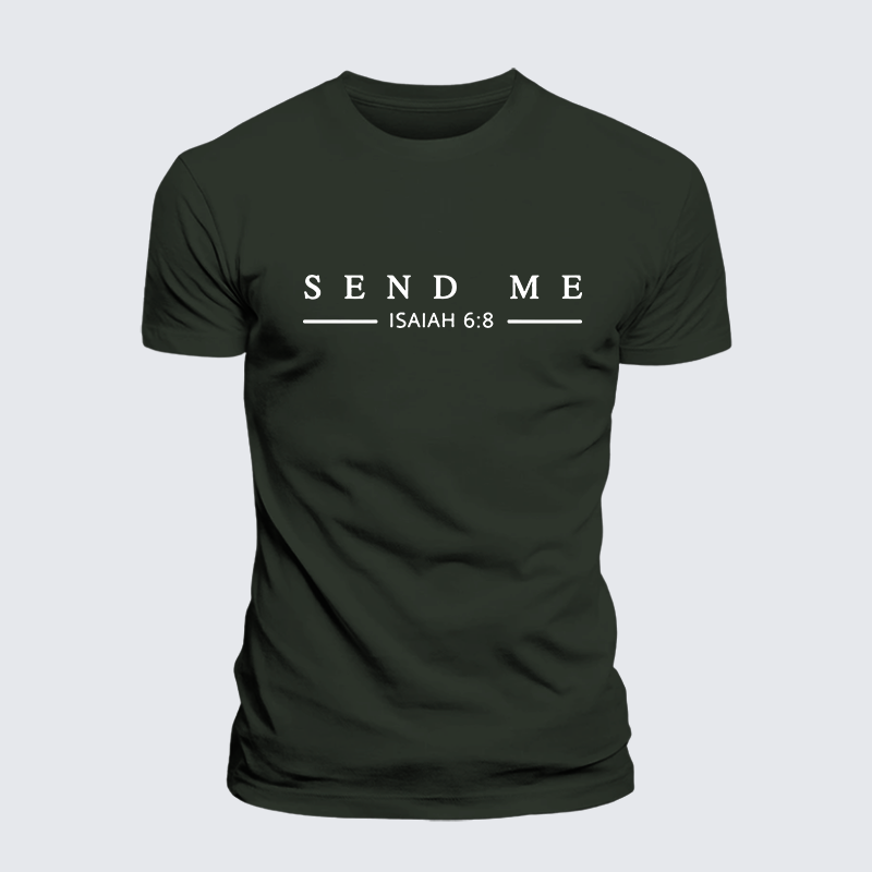 Send Me Isaiah 6:8 Jesus God Christian Premium Mercerized Cotton Tee