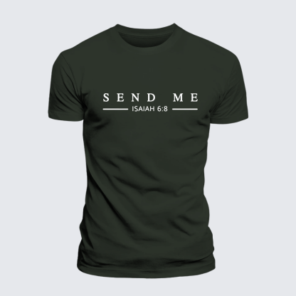 Send Me Isaiah 6:8 Jesus God Christian Premium Mercerized Cotton Tee