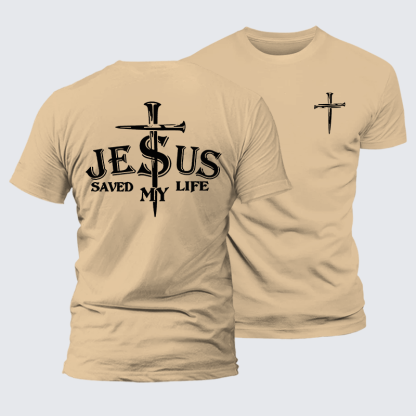 Jesus Saved My Life Jesus God Christian Premium Mercerized Cotton Tee
