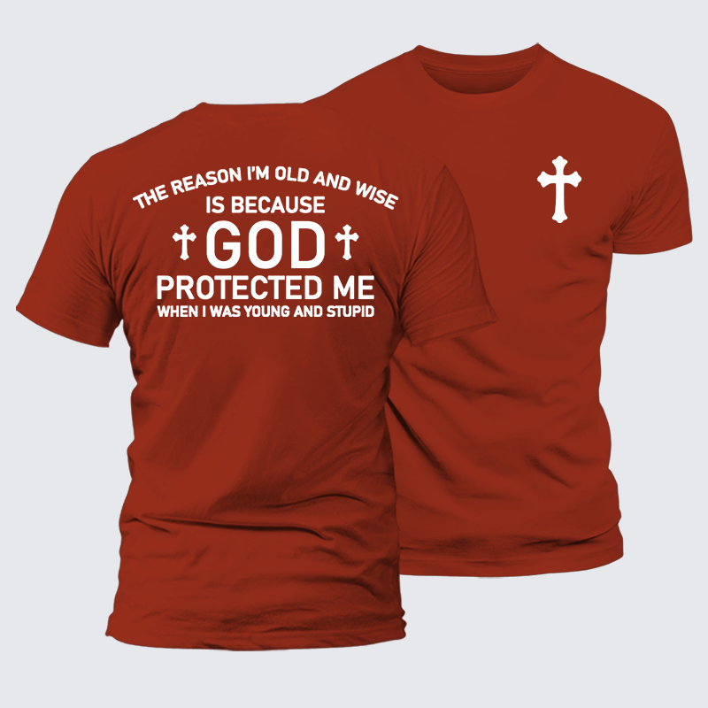 God Protected Me Jesus God Christian Premium Mercerized Cotton Tee