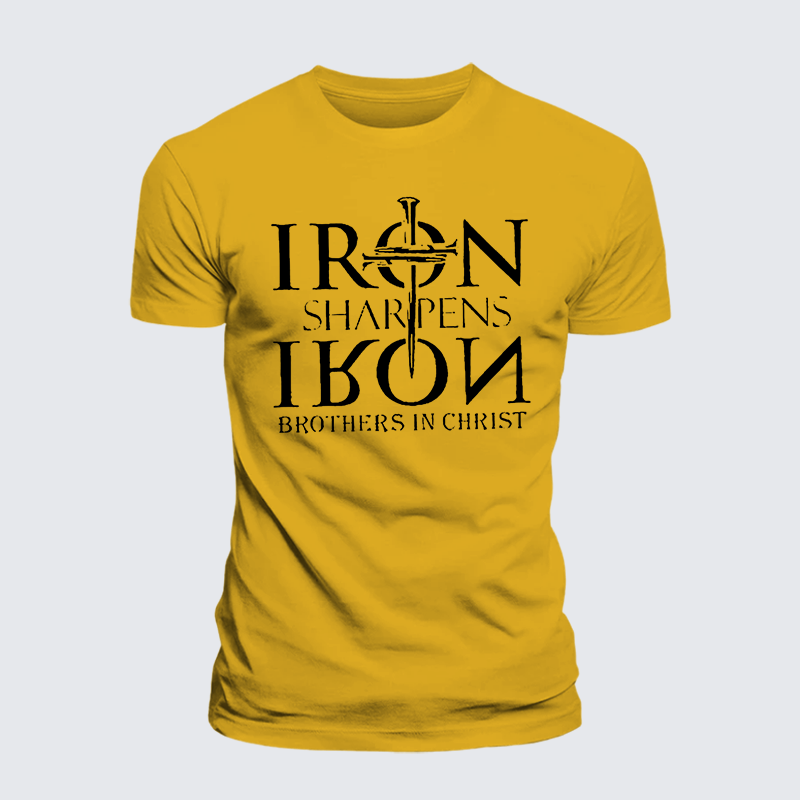 Iron Sharpens Iron Brothers in Christ Jesus God Christian Premium Mercerized Cotton Tee