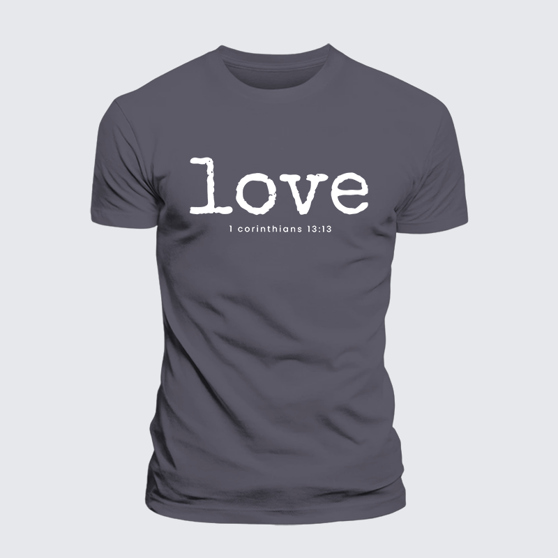 Love 1 Corinthians 13:13 Jesus God Christian Premium Mercerized Cotton Tee