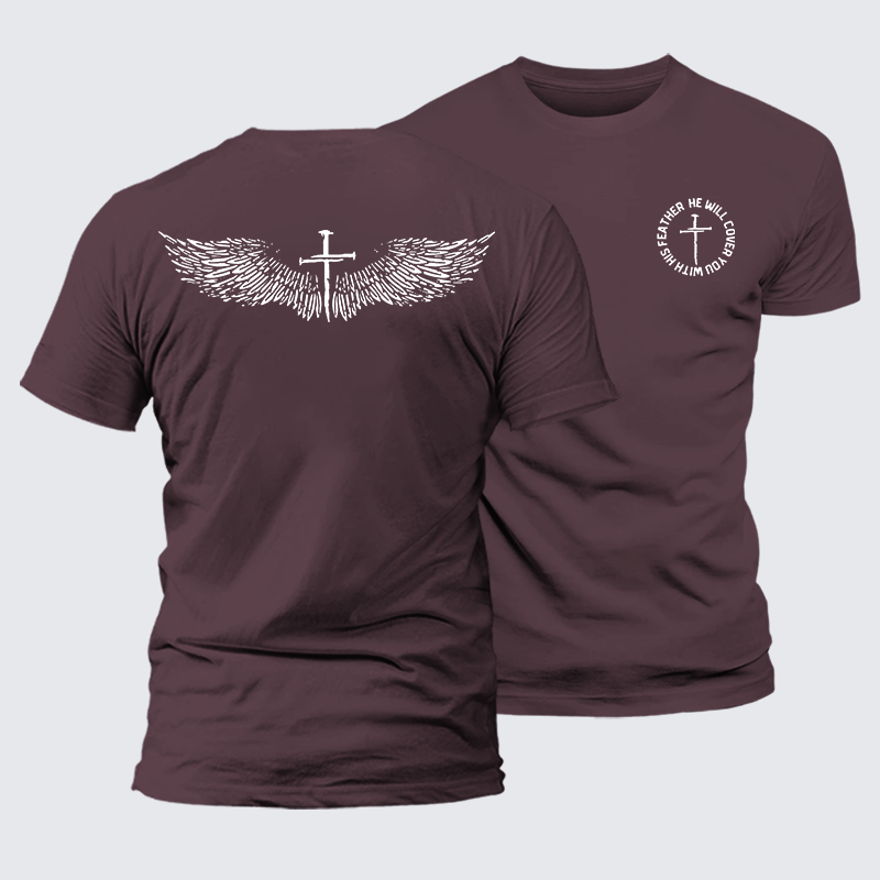 He Will Cover You With His Feather Jesus God Christian Premium Mercerized Cotton Tee